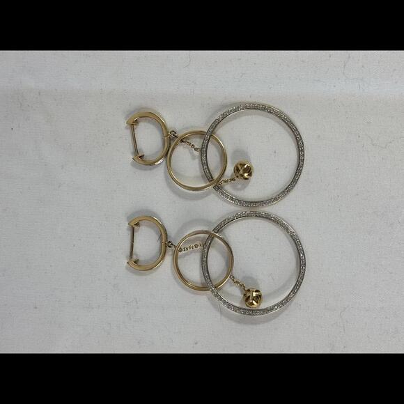 14k Stylish Gold and Diamond Multi-Circle Dangle Earrings - Picture 2 of 6